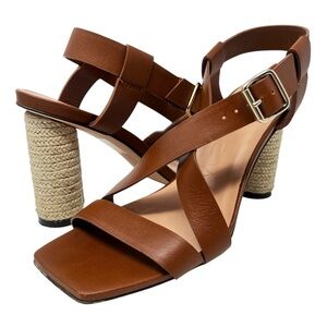 J. Crew Tan Strappy Heels with Braided Detail